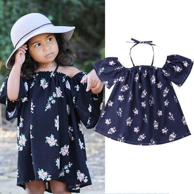 

New Toddler Kids Baby Girl Short Sleeve Flower Dress Sundress Outfits Children Summer Clothes