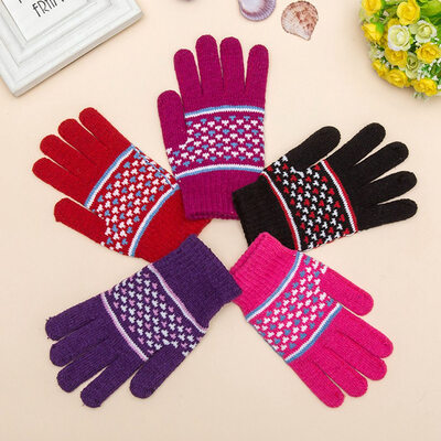 

Women Men Comfortable Thicken Warm Winter Full Finger Knitted Mittens Knitted Gloves Soft Mittens