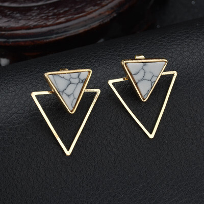 

2019 new design brand creative geometric stone earrings wild minimalist earrings for women