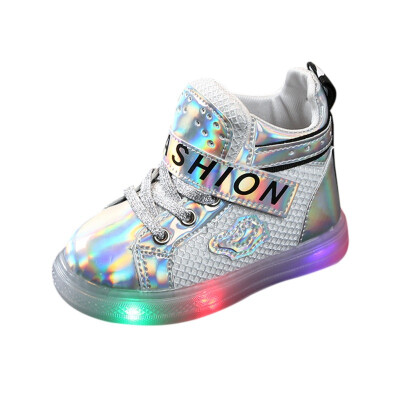 

New Kids Shoes Fashion Winter Boys Girls Fashion LED Lights Children Casual Shoes Baby Cute PU Anti-slip Sports Walking Boots