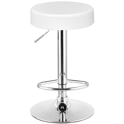 

Adjustable Round Leather Swivel Seat Bar Stool-White