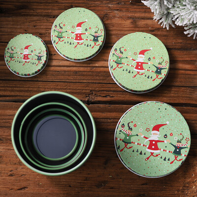 

〖Follure〗Tin Container Christmas Jar Gift for Children 4PCS Candy Cookie Storage Box
