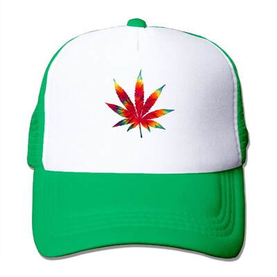 

SHINENGST Tie Dye Weed Mesh Trucker CapsHats Adjustable For Unisex Black