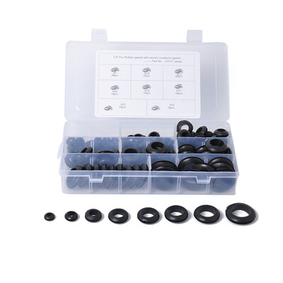 

125PCSBox Wire Grommets Firewall Ring Kit 8 Kinds Double Sides Fuses Car Electrical Wire Grommets Gaskets