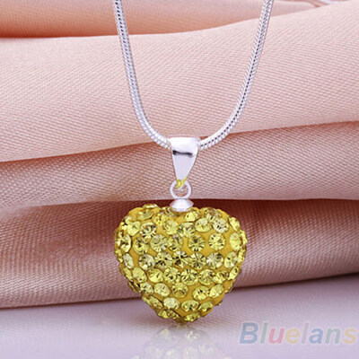 

Women\s Fashion Rhinestones Love Heart Pendant Choker Chain Necklace Jewelry