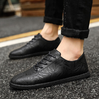 

Doudou small leather shoes mens youth black mens shoes fall student tide shoes new Korean leisure England