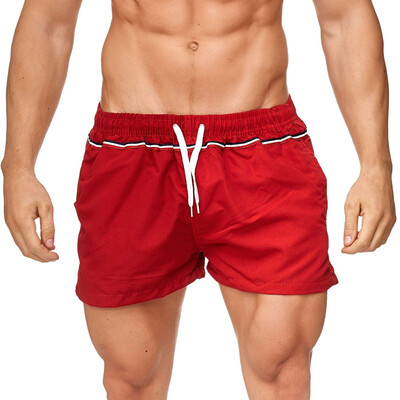 

Gobestart Men Casual Sport Solid Patchwork Bandage Tight-drying Drawstring Shorts Pants