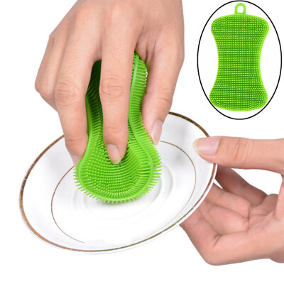 

Siaonvr 1Pc Silicone Dish Washing Sponge Scrubber Kitchen Cleaning Antibacterial Tool