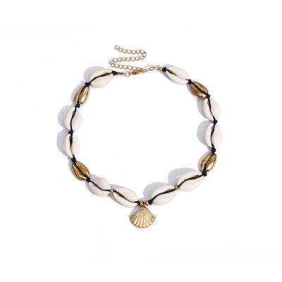 

Gold Silver Color Sea Shell Choker Necklace White Handmade Adjustable Friendship Necklace Bohemia for Women Summer Jewelry 2019