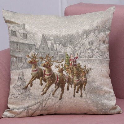 

Gobestart New Christmas Cotton Linen Pillow Case Sofa Cushion Cover Home Decor