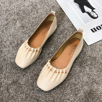 

Single-shoe flat sole womens Summer Fashion Square head shallow fold face personality casual womens shoes