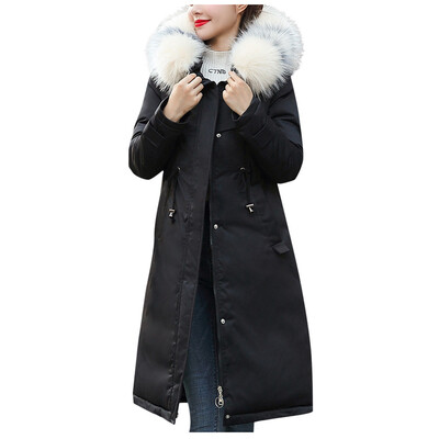 

Toponeto Women Outerwear Faux Fur Hooded Button Coat Long Solid Jackets Pocket Coats