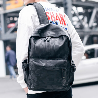 

Double-shoulder bag Korean tide business casual fashion travel computer backpack PU leather high school students bag