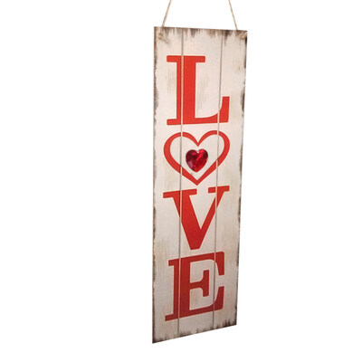 

Long Wooden Love Hanging Sign Plaque Home Garden Door Wall Valentine Day Decor