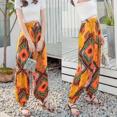 

Tailored Womens Bohemian Printed Beach Pants Loose Harem Pants Bloomers