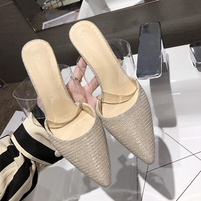

Baotou Half Slipper Women Wear Korean Fashion Joker Fine-heeled Pointed High-heeled Sandals in Summer
