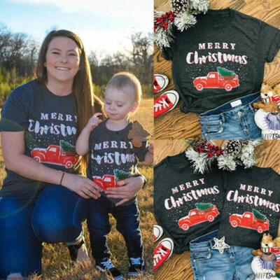 

Family Christmas Clothes Mother Daughter Matching T-shirt Women Girl Tops Blouse
