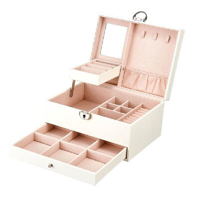 

Multi-functional Jewelry Box PU Leather Jewelry Storage Case Multi-Layer Large Capacity Organizer for Rings Earrings Necklaces