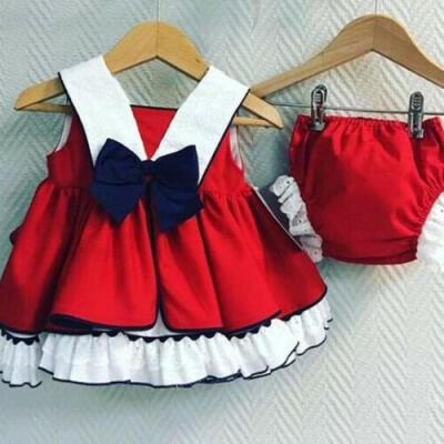 

US Summer Kids Baby Girls Red Strap DressTutu Shorts 2pcs Outfits Set Clothes