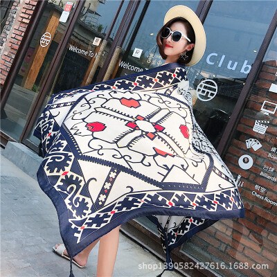 

New seaside beach sunscreen shawl ladies scarf dual-use Korean version of the thick ethnic wind travel large scarf