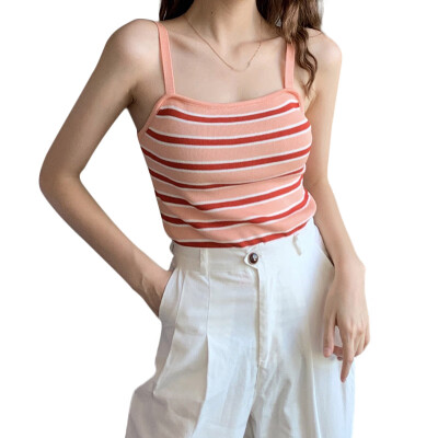 

Women crop top Summer Sweet Fashion Slim Fit Sexy Striped Sleeveless Short Style Camisoles