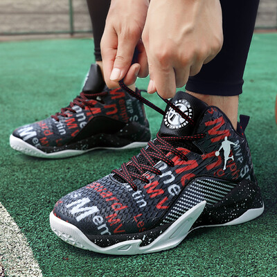 

Basketball shoes mens high-top boots mesh breathable shock absorption non-slip wear-resistant solid bottom running shoes