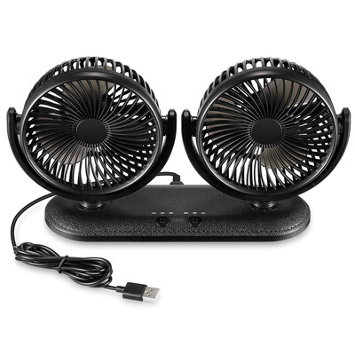

ZEEPIN SEMA-L97-1 Vehicle USB Fan 5V 2A Double-headed Design Flexible Rotation 3-speed Adjustment for Truck Bulldozer Van