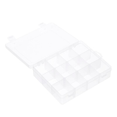 

Transparent Plastic 12 Grids Box Fishing Tool Baits Hooks Storage Organizer for Display Collection with Adjustable Dividers Clear