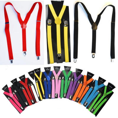 

Fashion Mens Womens Fashion Clip-on Suspenders Elastic Y-Shape Adjustable Braces Colors