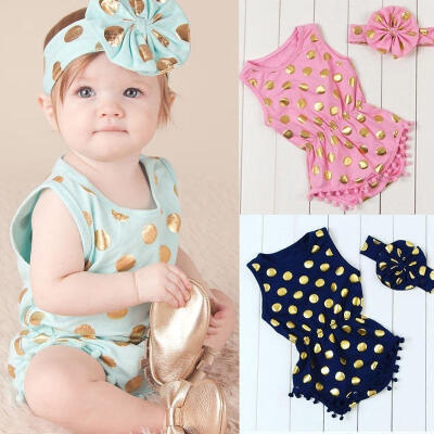 

Cute Baby Girl Clothes Gold Dots Bodysuit Romper Jumpsuit One-pieces Outfits Set