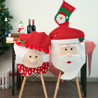 

Tailored 2Pcs Christmas Santa Claus Hat Chair Cover Dinner Decor Party