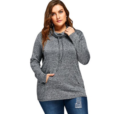 

Plus Size Long Sleeve Drawstring Cowl Neck Top