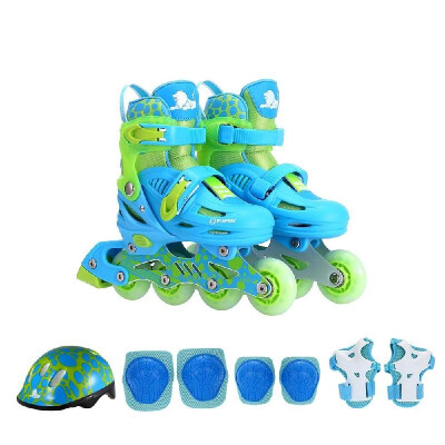 

Kids Skateboard Protective Gear Set Glittery Inline Roller Skates with Helmet Elbow Pads Knee Support Pads Wrist Guard