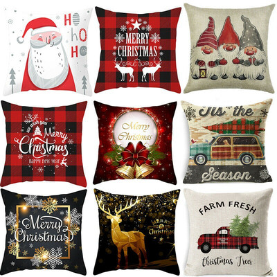 

18x18" Christmas Xmas Pillow Throw Merry Cushion Deer Red Plaid Cover Case Gift