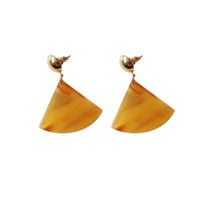 

Fashion Vintage Green Pattern Fan Shape Geometric Simple Dangle Earrings Chinese Style Triangle Gold-color Round Drop Earrings