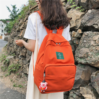 

Ifashion bag female Korean high school pure color ins wind ancient feeling backpack female travel leisure backpack female