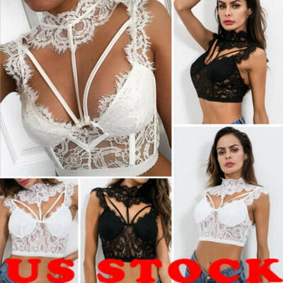 

Women Crop Top Bra Lace Vest Slim Camisole Tank Tops Bralette Bustier Fashion US