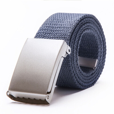 

2019 New Fashion Men Women General belts Canvas Unisex Candy Color belt Solid Buckle Military belts For Jeans Cowboy Pants 110cm