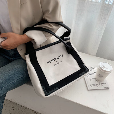 

New casual bag handbags new 2019 Korean version of the fashion hit color large capacity wild shoulder slung tote bag