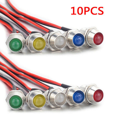

For Car Truck Boat 8mm Indicator Lights Pilot Dash Lamps LED Bulbs DC 12V 10pcs