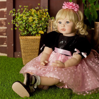 

Ktaxon 24" Lovely Silicone Baby Doll Golden Curly Girl Wearing Black Powder Skirt