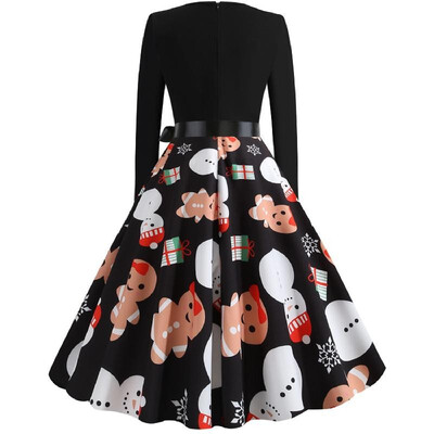 L8079 Cross-border Christmas retro large size womens autumn&winter round neck long-sleeved color print large dress black
L8079 Cross-border Christmas retro large size womens autumn&winter round neck long-sleeved color print large dress black