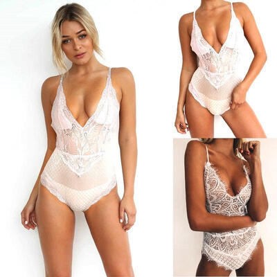 

Women Sexy-Lingerie Nightwear Sleepwear Dress Babydoll Lace G-string UnderwearWhite1&White2S