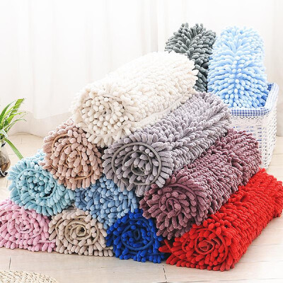

Microfiber Bath Rugs Chenille Floor Mat Carpet Soft Indoor Washable Bathroom Floor Mat