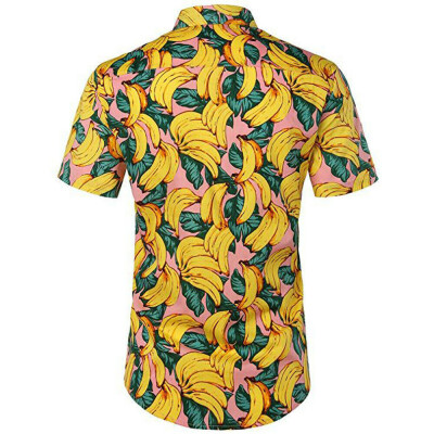 

Men Hawaiian T Shirt Short Sleeve Summer Holiday Floral Beach Blouse Shirts Tops