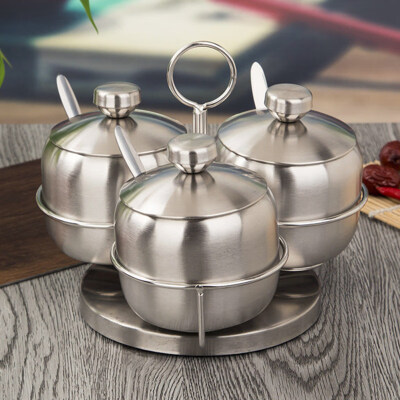 

3Pcs Rotating Cruet Spice Jar Set Salt Shaker Seasoning Box Kitchen Storage Rack