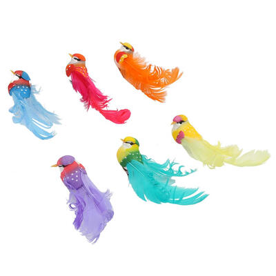 

6pcsset Foam Feather Artificial Birds Imitation Bird Model Home Ornament