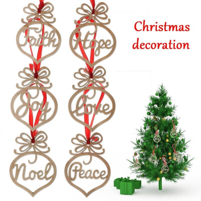 

2018 Hot sale Fashion 6Pcs Hollow Wooden Ornament Xmas Tree Hanging Pendant Ornaments Christmas Decor