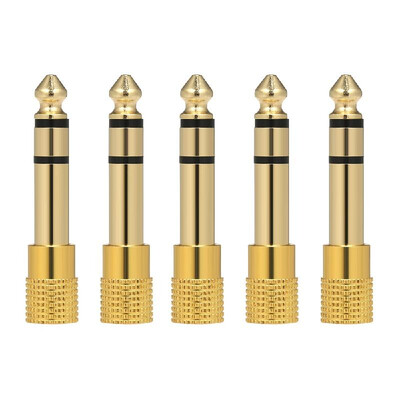 

5PCS Audio Jack Adapter 635mm Male 35mm Female Stereo Jack Convertor Plug for Microphone Headphone Amplifier