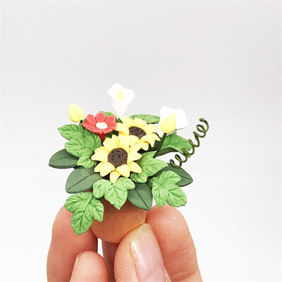 

Siaonvr Mini Dollhouse Miniature Green Plant Flower In Pot Fairy Garden Accessory